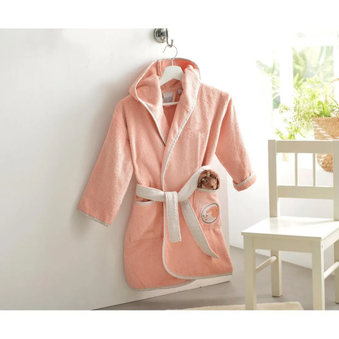 Peignoir enfant rose PETITES BETES en coton
