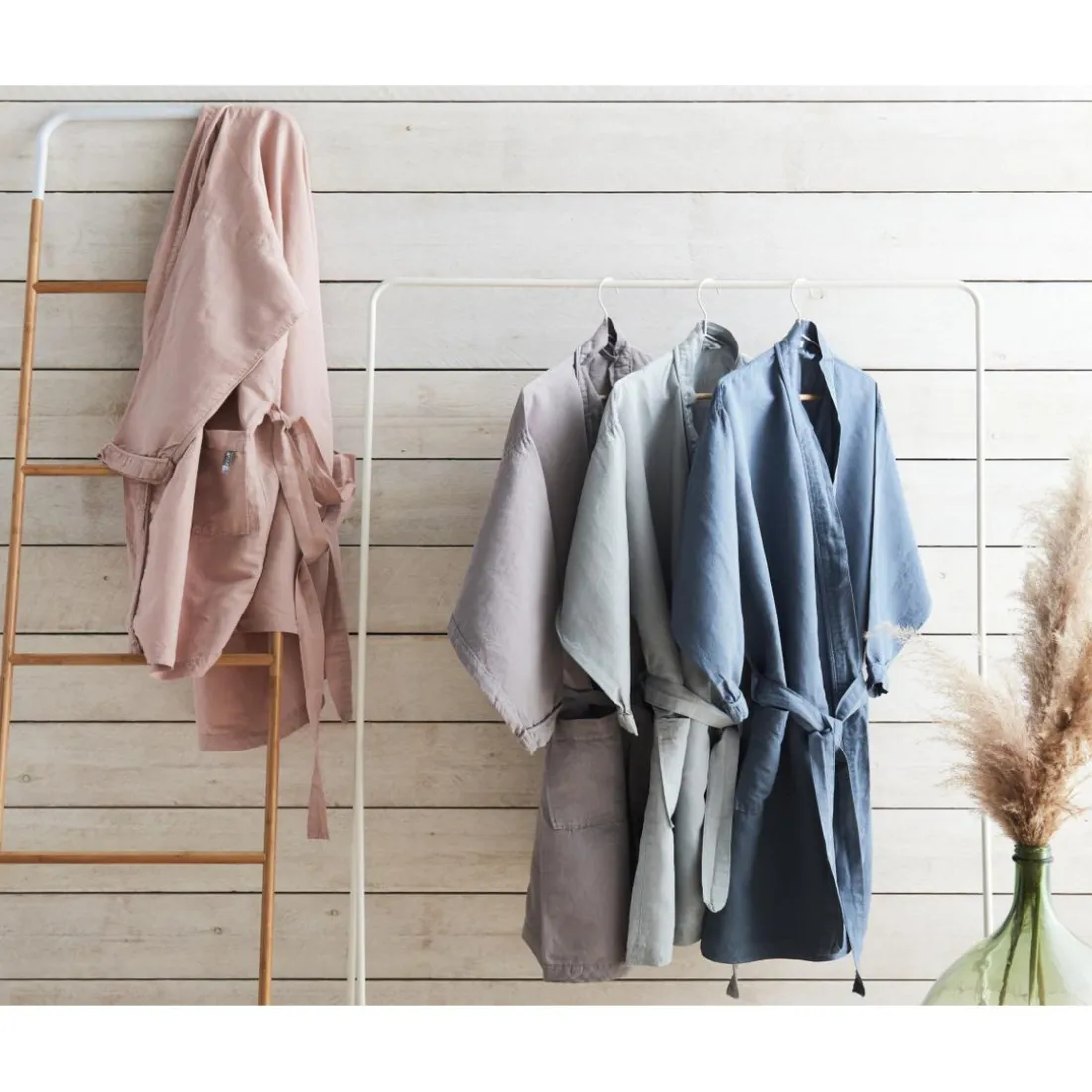 Peignoir Kimono Bleu Mineral ORGANIC