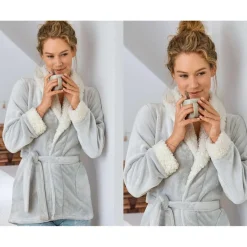 Peignoir polaire GAMOUT gris pour femme