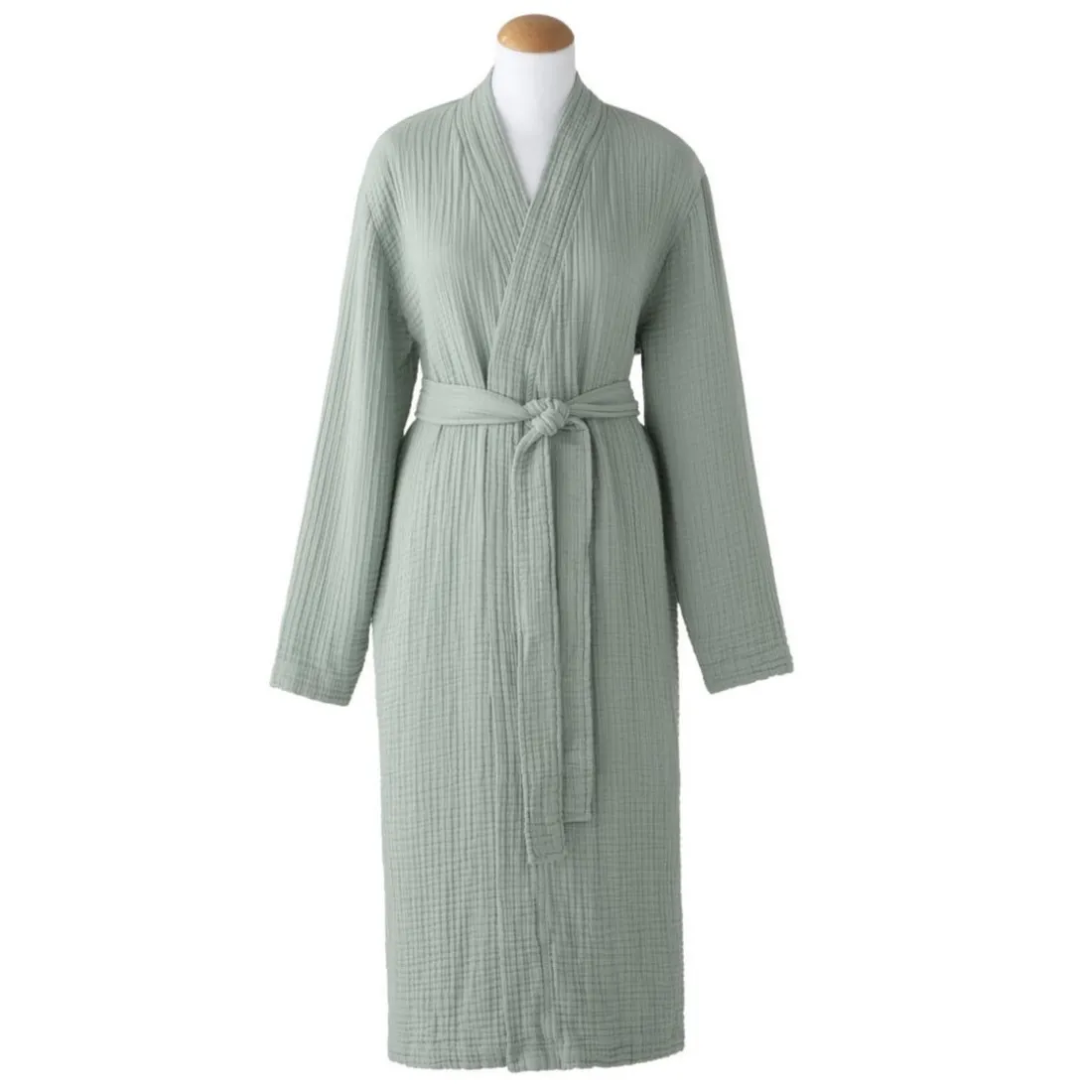 Peignoir uni en gaze de coton Bleu