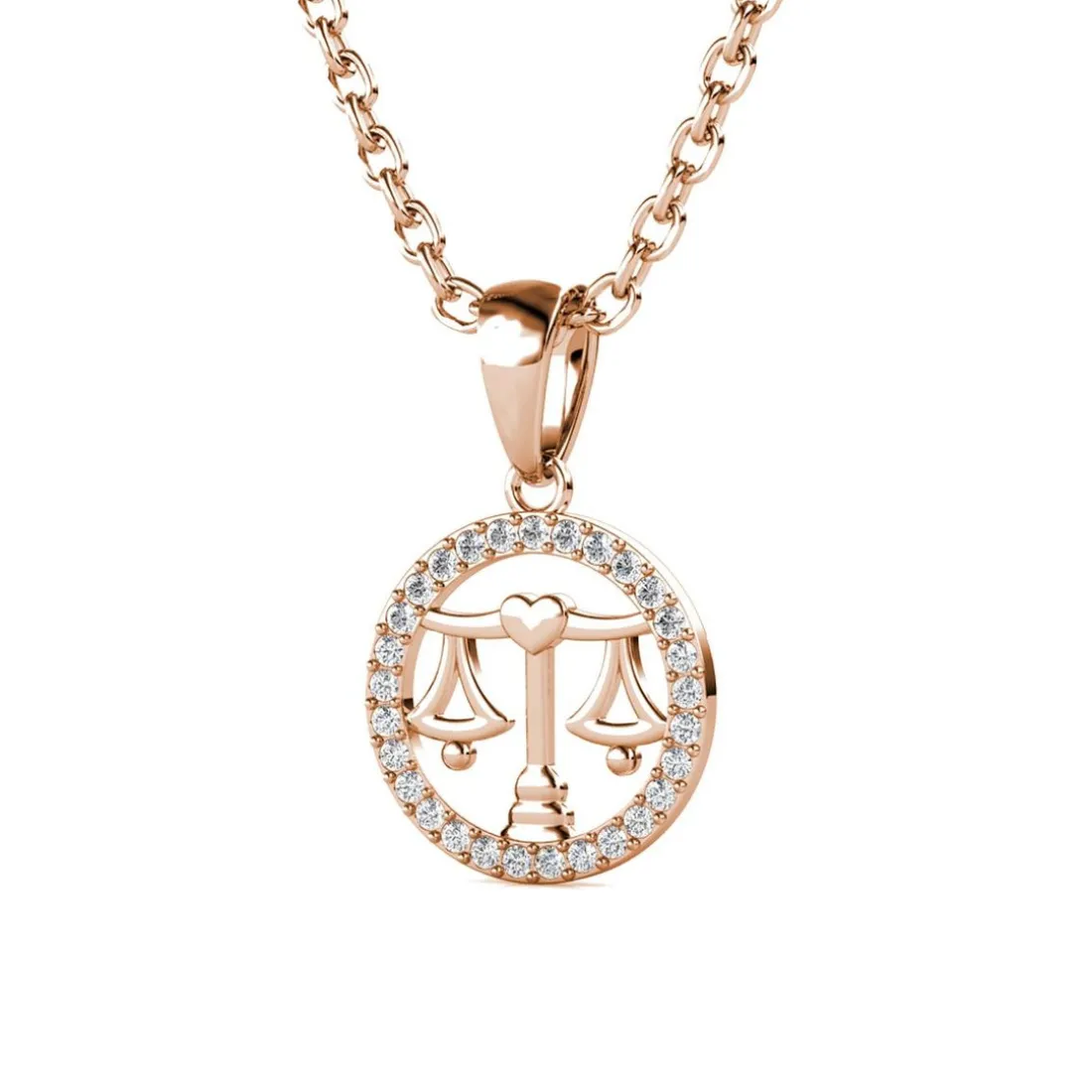 Pendentif Zodiaque Balance Finition Or Rose