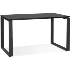 Petit bureau droit design 'BAKUS' en bois et métal noir