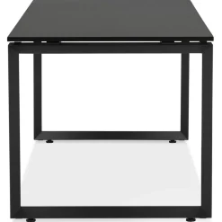 Petit bureau droit design 'BAKUS' en bois et métal noir