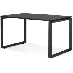 Petit bureau droit design 'BAKUS' en bois et métal noir
