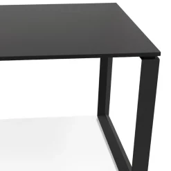 Petit bureau droit design 'BAKUS' en bois et métal noir
