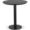 Petite table à diner 'BASTILLE' ronde en bois et fonte noire
