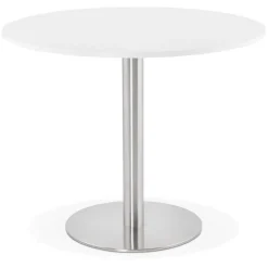 Petite table de bureau ou à diner ronde 'DALLAS' blanche