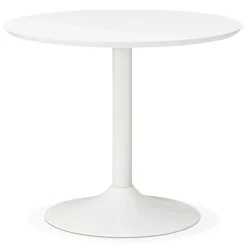 Petite table de bureau ou à diner ronde 'BARABAR' blanche
