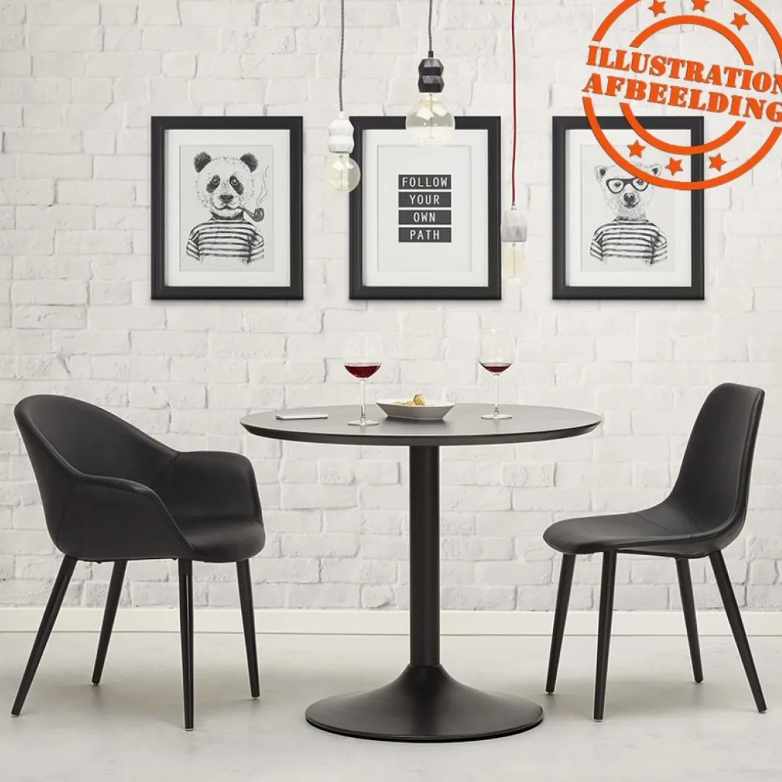 Petite table de bureau ou à diner ronde 'CHEF' noire