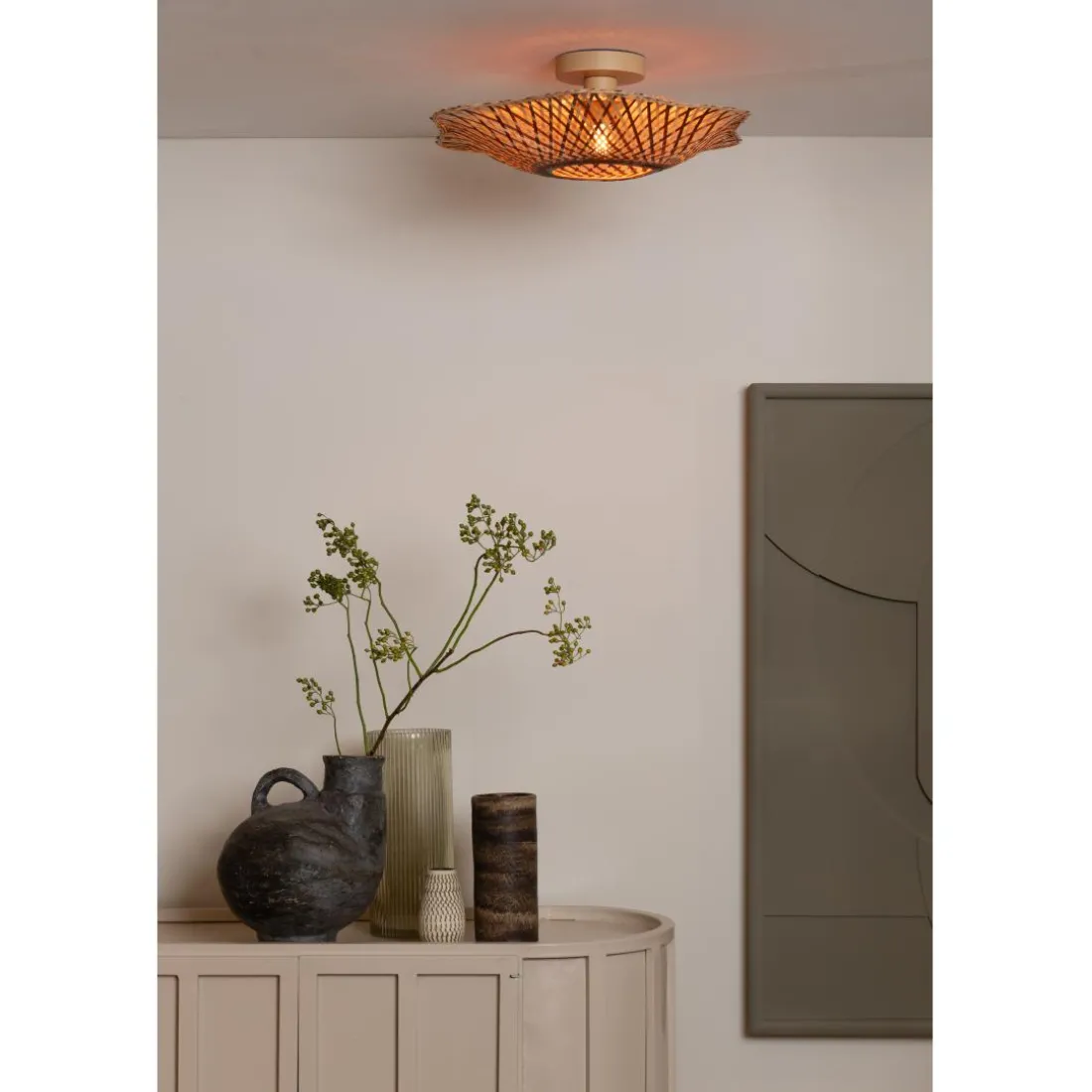Plafonnier Madura bambou abat-jour naturel marron