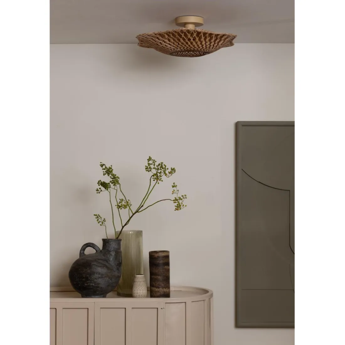 Plafonnier Madura bambou abat-jour naturel marron