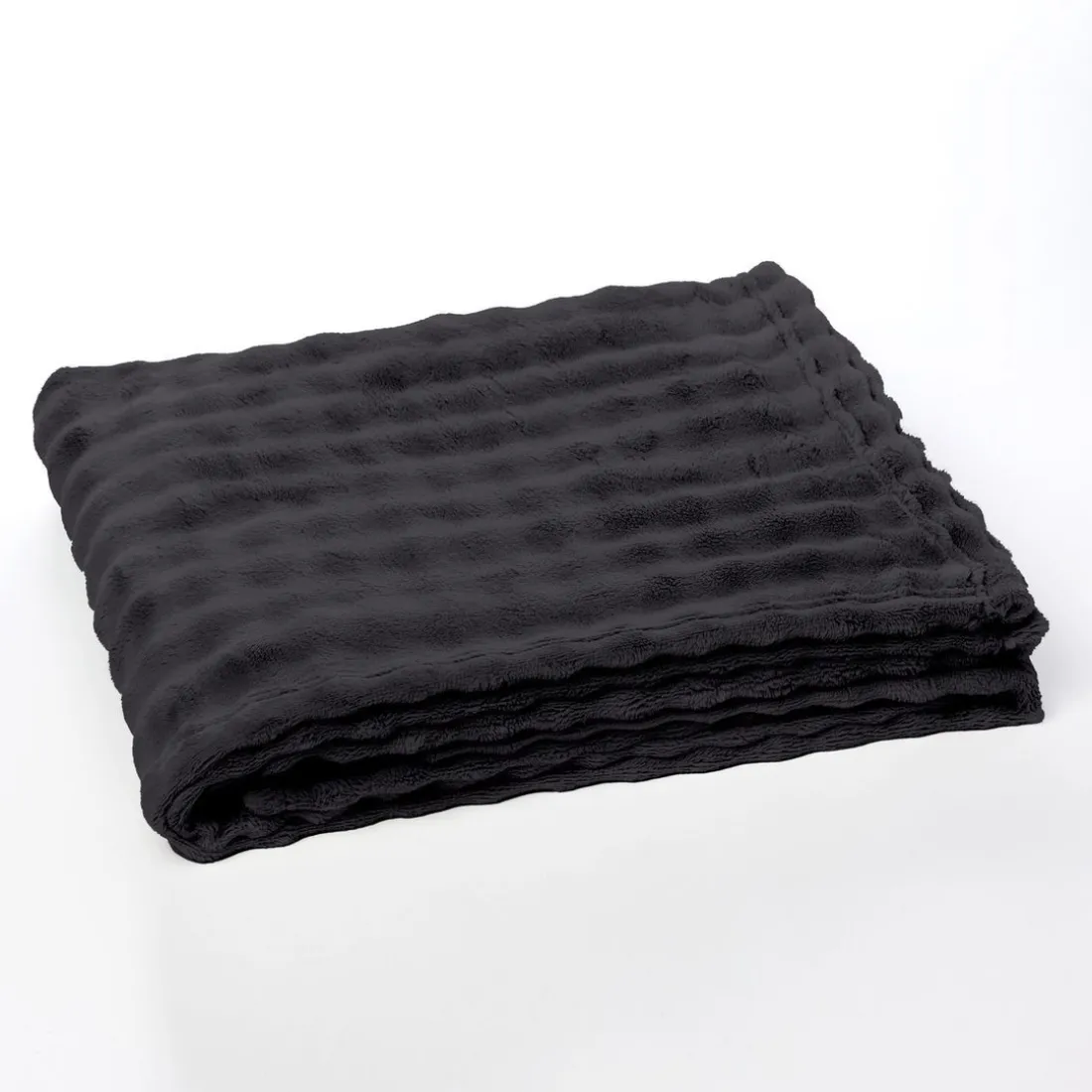 Plaid Damier en Polyester 180 x 220 BIEN AU CHAUD Fusain