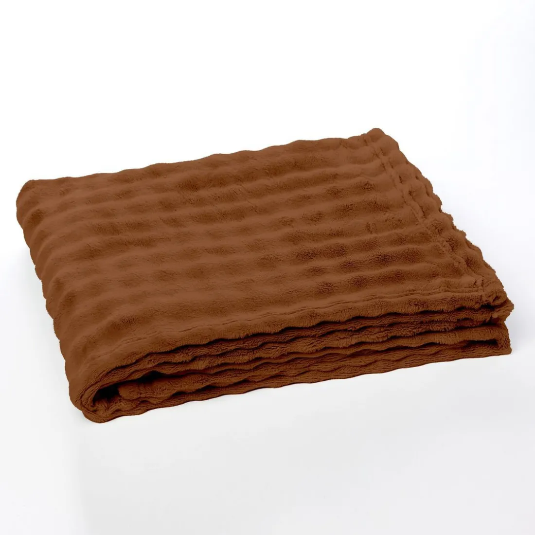 Plaid Damier en polyester 130 x 180 MOKA Caramel