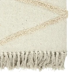 Plaid Ethnique Relief Losange Ecru en coton