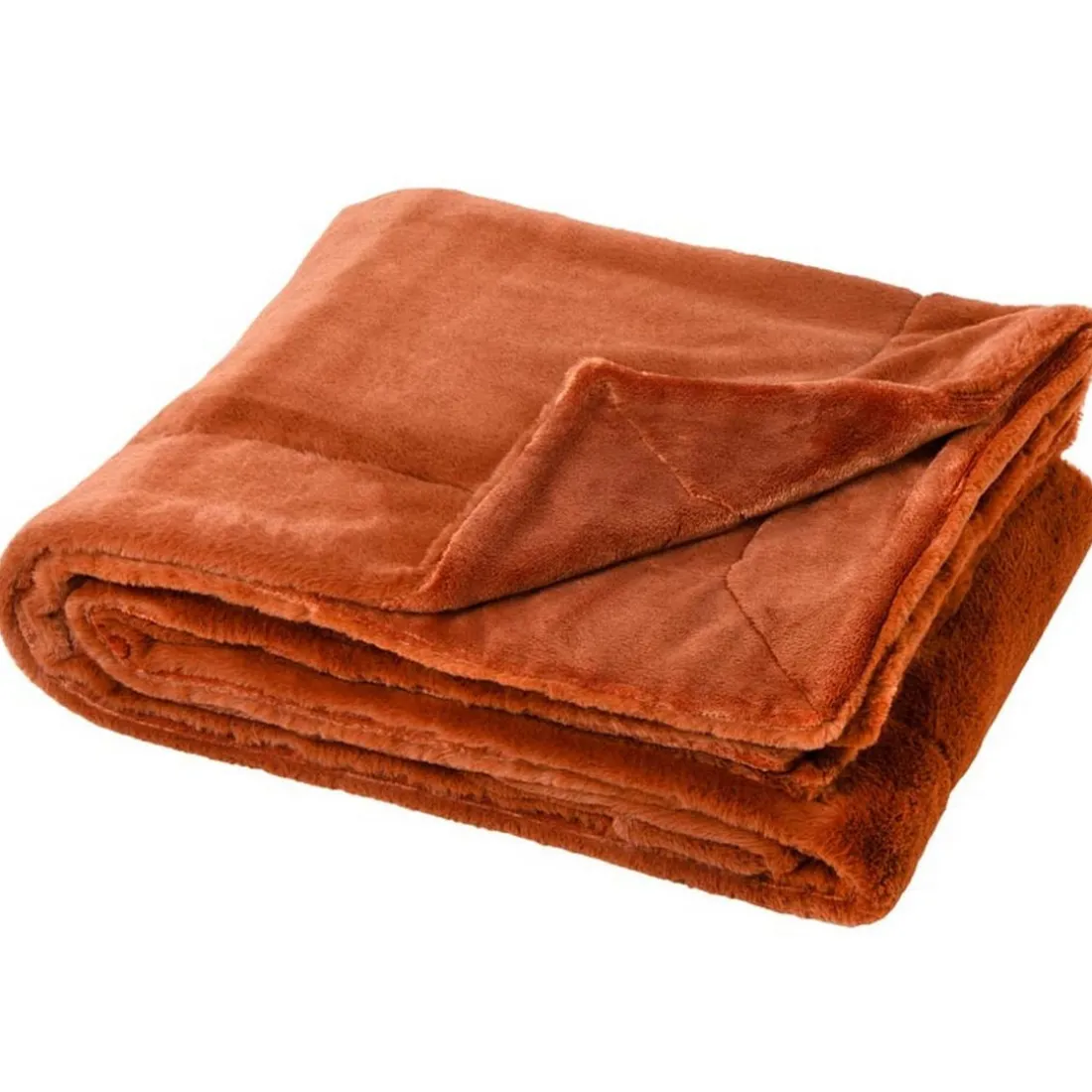 Plaid imitation fourrure double face MELLOW - PAPRIKA