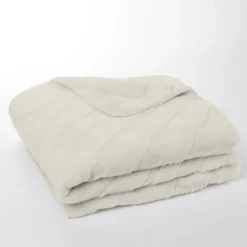 Plaid Jacquard en polyester550g/m² MATCHA 130 x 180 Crème