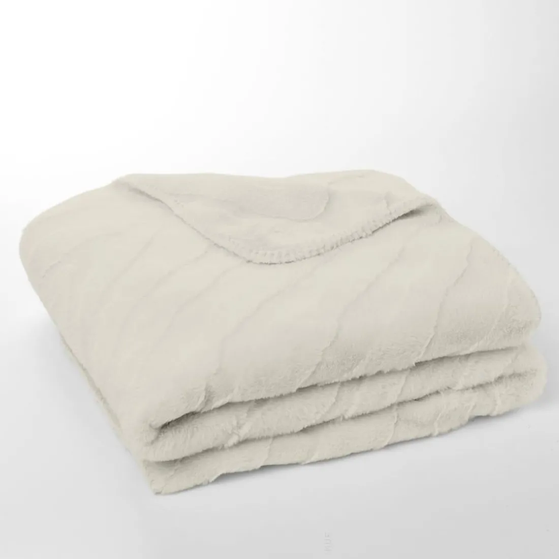 Plaid Jacquard en polyester550g/m² MATCHA 130 x 180 Crème