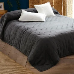 Plaid matelassé CELESTE 150 x 200 cm gris anthracite