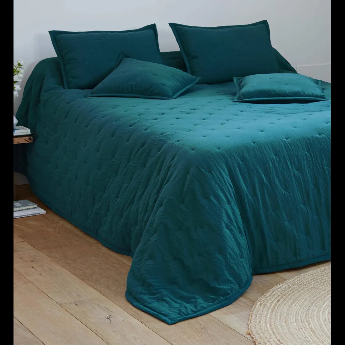 Plaid matelassé CELESTE vert émeraude