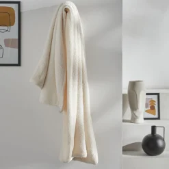 Plaid Polyester bouclette Blanc TODAY - Retro Mood