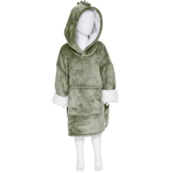 Plaid Poncho Enfant Capuche Dino
