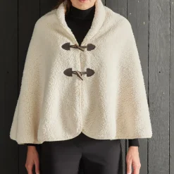 Plaid Poncho snow en Polyester 75 x 150 BIEN AU CHAUD + HORS PISTE Crème