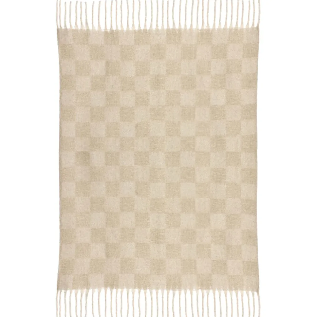 Plaid recyclé Isabel damier Nuage 130 x 160