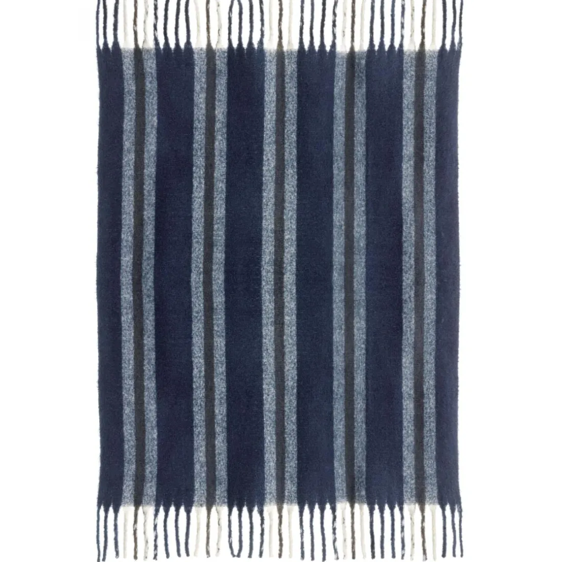 Plaid recyclé Isabel rayé Marine 130 x 160