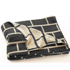 Plaid tricot effet brique noir BRIQUE TRICOT