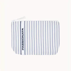 Pochette à rayures Fiona bleu en viscose