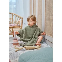 Poncho 1 et 2 ans en Coton Vert