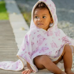 Poncho pour bébé Jouy rose