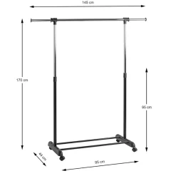 Portant en acier hauteur ajustable noir