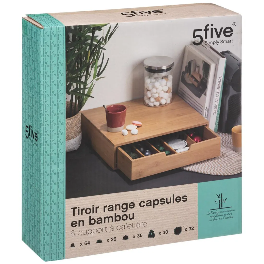 Porte Capsule Tiroir Bambou