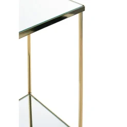 Porte plante en acier laitonné et étagères verre miroir