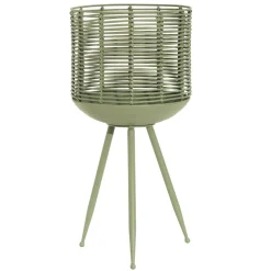 Porte plante métal rotin vert Cando