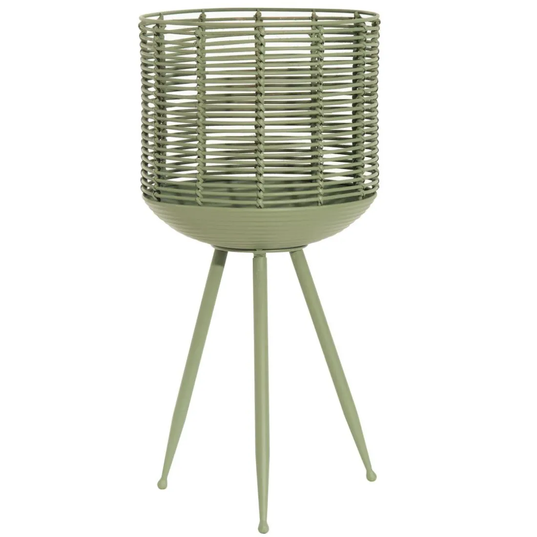Porte plante métal rotin vert Cando