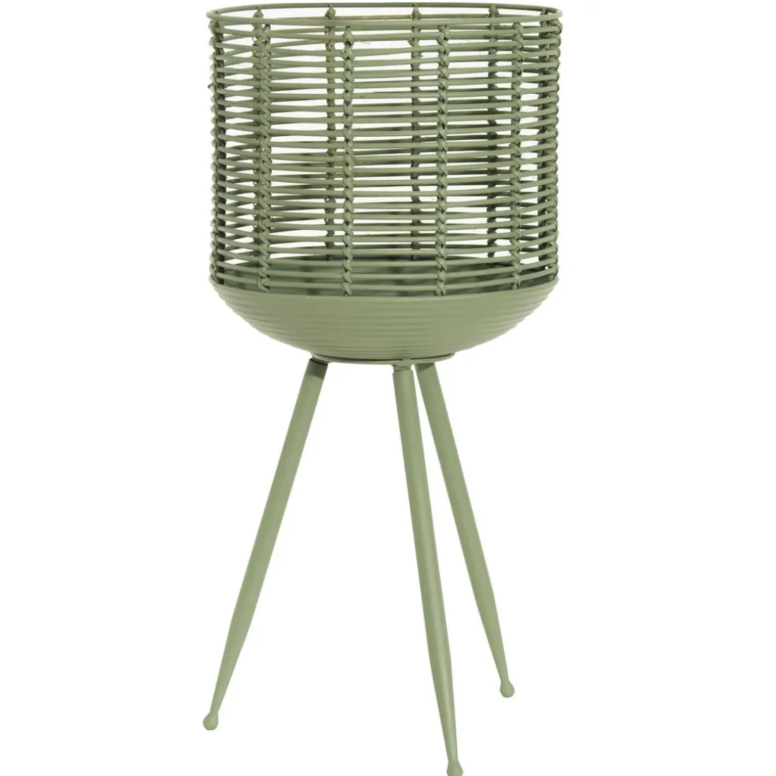 Porte plante métal rotin vert Cando
