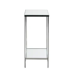Porte plantes en acier chromé et étagère en verre miroir