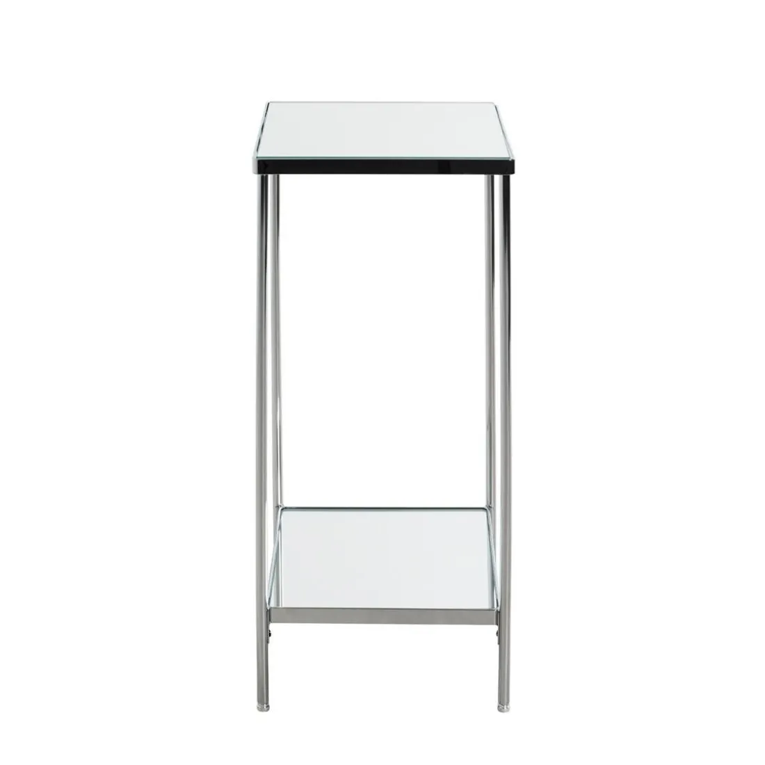 Porte plantes en acier chromé et étagère en verre miroir