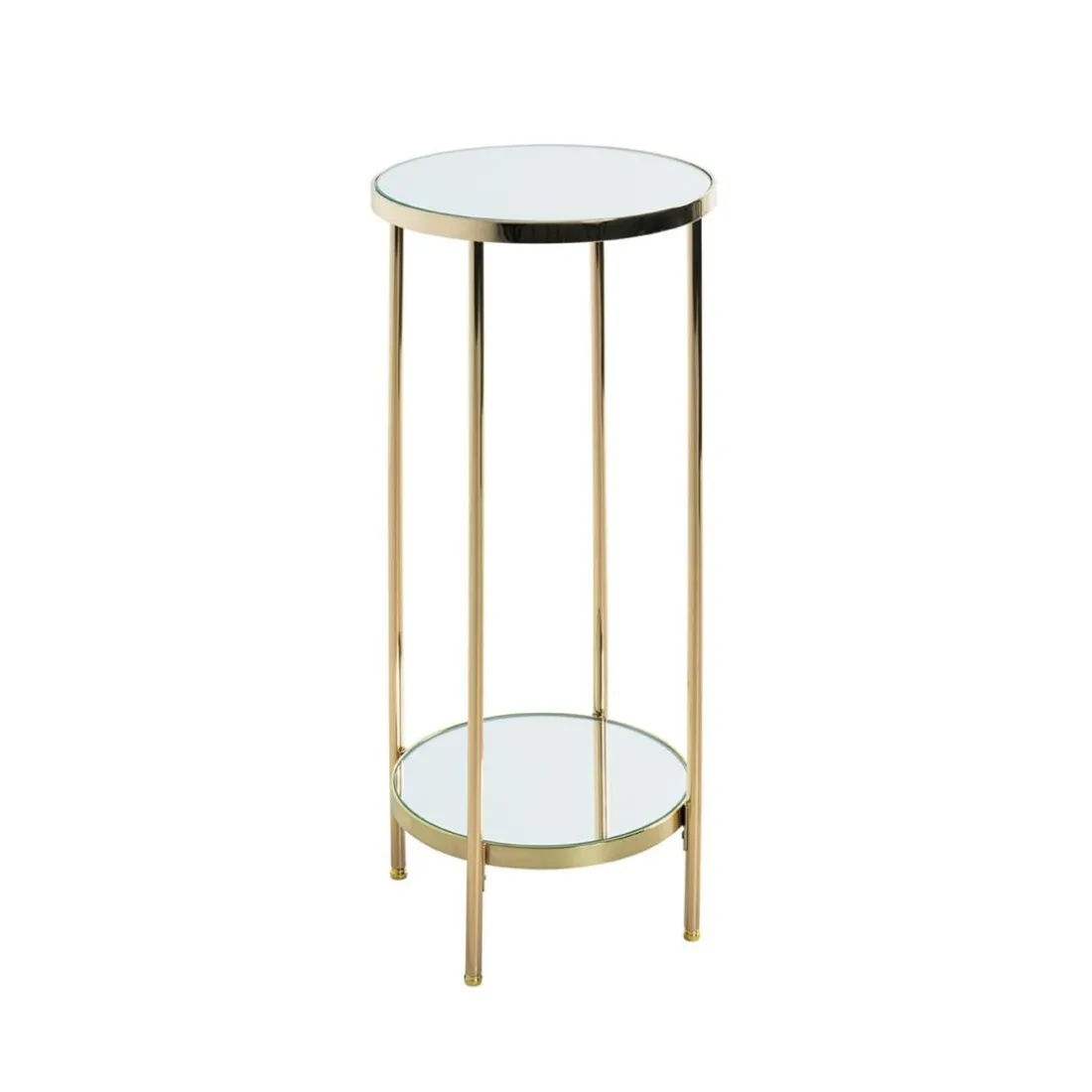 Porte plantes en métal laitonné avec étagères en verre miroir