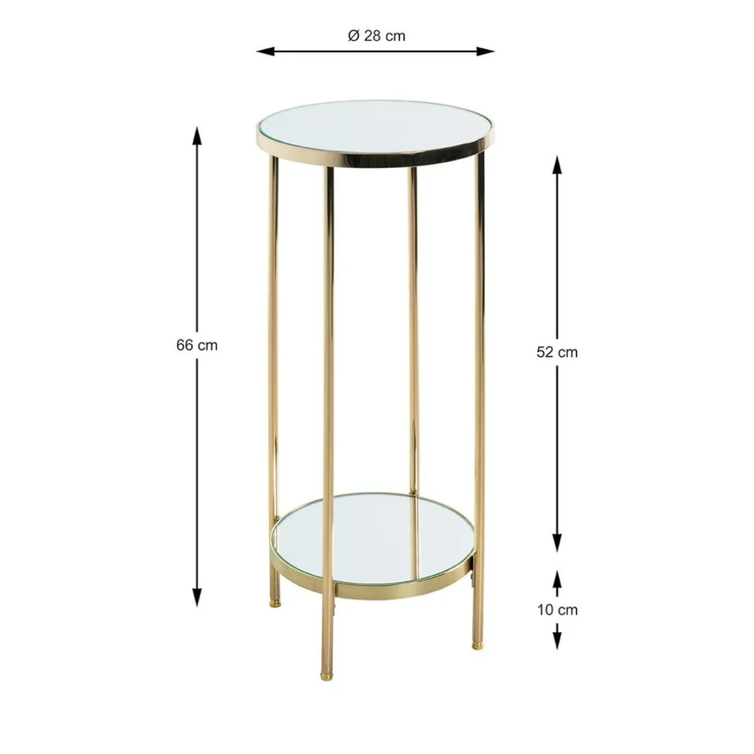 Porte plantes en métal laitonné avec étagères en verre miroir