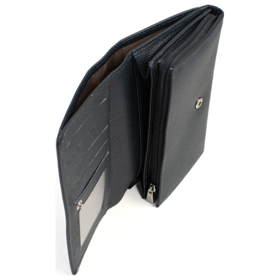 Portefeuille long Stop RFID MIRABELLE Bleu pétrole en cuir Liz