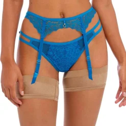 Porte-jarretelles en dentelle Freya Bleu