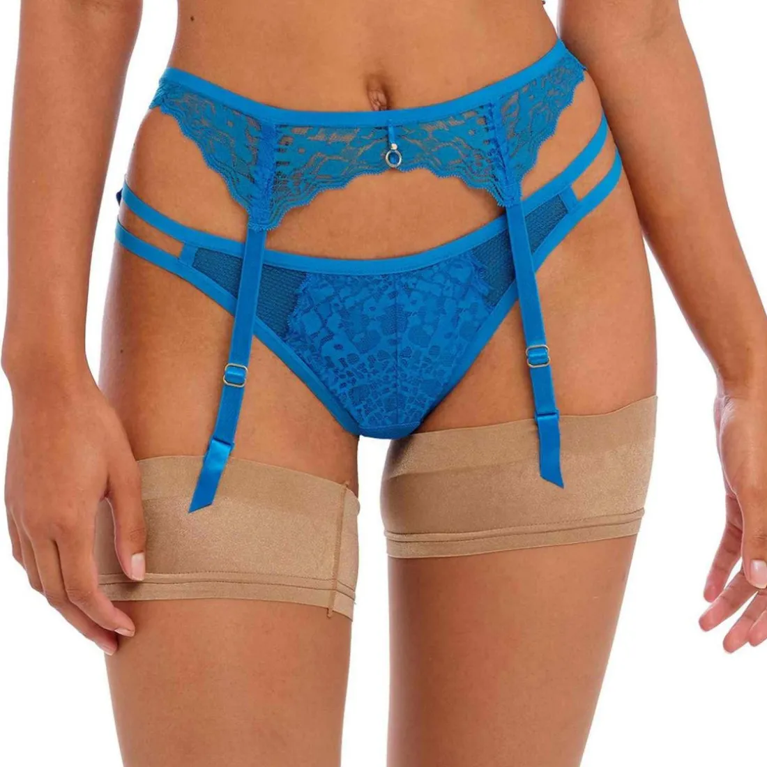 Porte-jarretelles en dentelle Freya Bleu