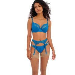 Porte-jarretelles en dentelle Freya Bleu