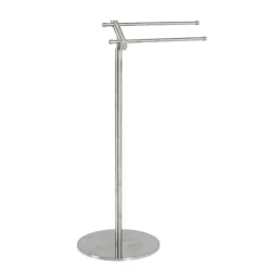 Porte-serviettes avec 2 tringles et pied en Inox massif Argenté