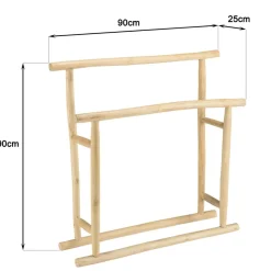 Porte-serviettes double portant en branches de Teck naturel WILL Beige