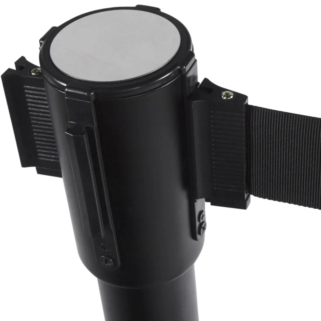 Potelet 'ZIP' noir à sangle pour files d'attente