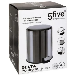 Poubelle métal et inox noir Delta